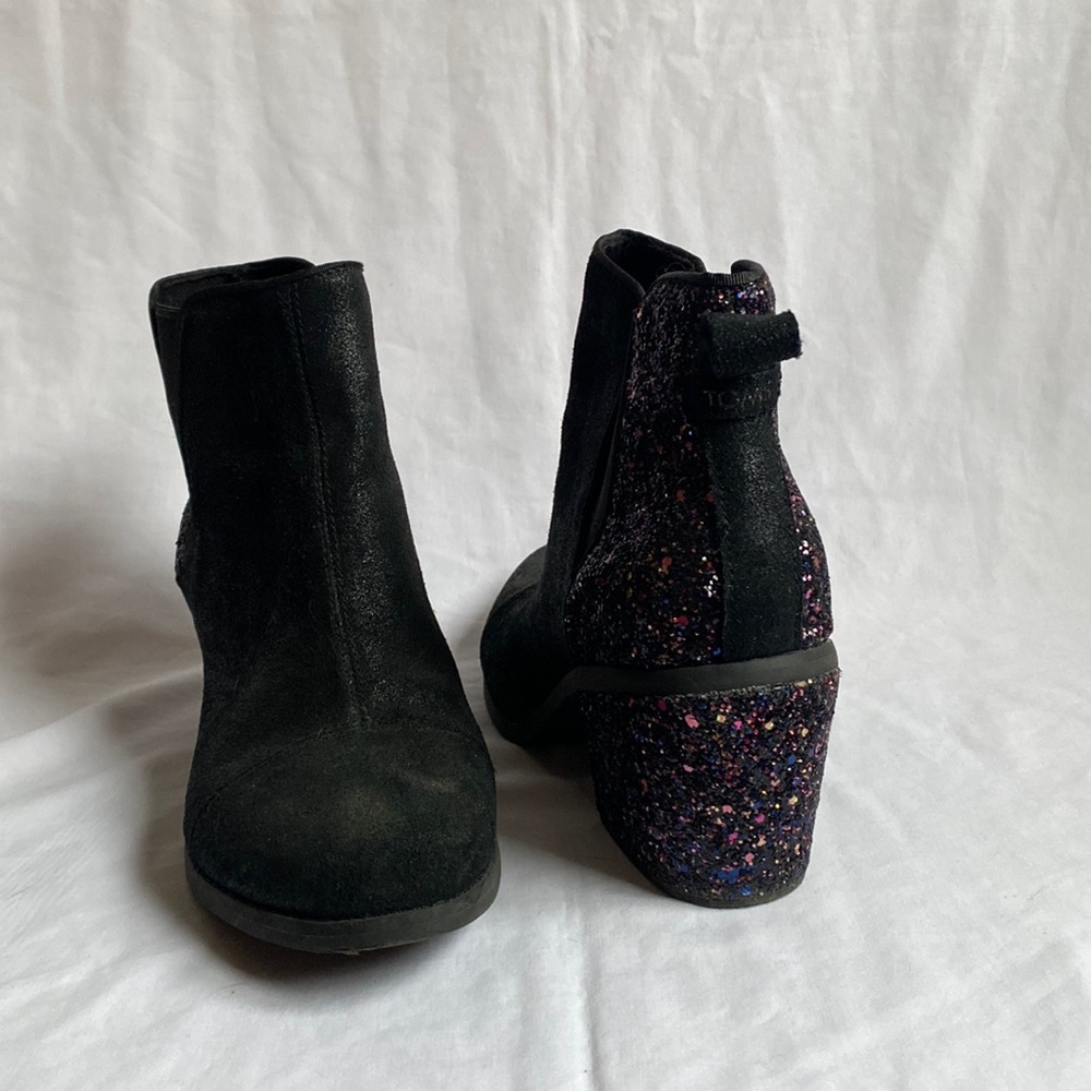 TOMS Purple/ Black Sparkle Heeled Booties